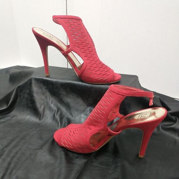 Material Girl Womens SZ 11 M Red Heels Regina Evening Slingback Sandals - Picture 2 of 11